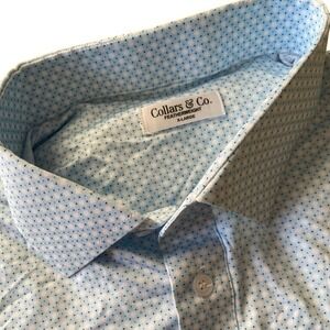 Collars & Co Featherweight Flex Polo Shirt Men's XL Blue Pattern Golf Casual